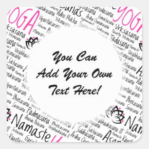 Adesivo Quadrado Namaste Yoga Positions Asana Pose Nomes de Sânscri