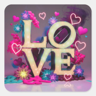 Adesivo Quadrado name Love colage