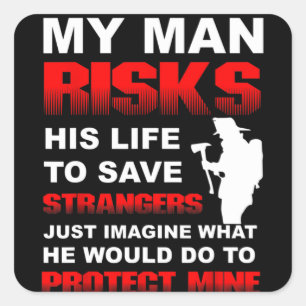 Adesivo Quadrado Namorada de Esposa Bombeiro