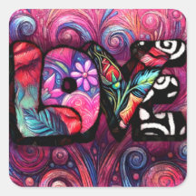 Namorados abstrato Love Word Grafite Floral Cor-de