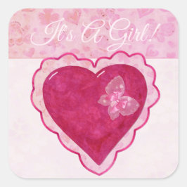 Adesivo Quadrado Namorados Brilha Adorável É UMA MENINA BEBÊ