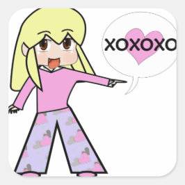 Adesivo Quadrado Namorados Chibi