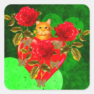 Adesivo Quadrado Namorados do gato do gatinho