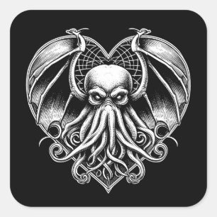 Adesivo Quadrado Namorados Lovecraft Horror Heart Sticker
