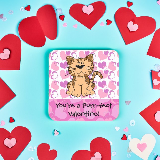Adesivo Quadrado Namorados perfeito (purrfect valentine cat stickers)