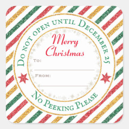 Adesivo Quadrado Não Abrir Até 25 De Dezembro Presente Presente Ofe
