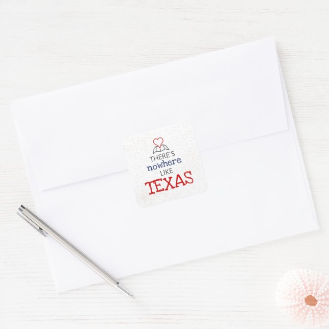 Adesivo Quadrado Não há lugar como o Texas (Envelope)