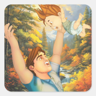 ADESIVO QUADRADO NÃO HÁ NADA COMO UM BOM MOÇO COM PAI