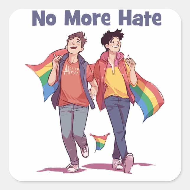 Adesivo Quadrado Não Mais Odeio Vinheta LGBT (Frente)