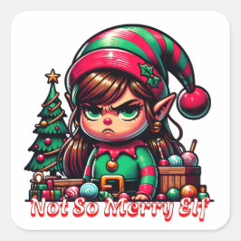 Adesivo Quadrado Não Muito Feliz Elf De Natal