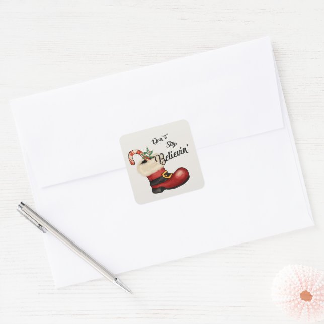 Adesivo Quadrado não pare de acreditar que Papais noeis iniciam art (Envelope)