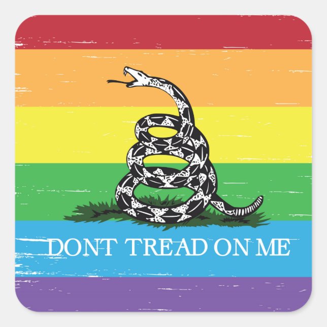 Adesivo Quadrado Não pise em mim o grunge do arco-íris da bandeira (Frente)