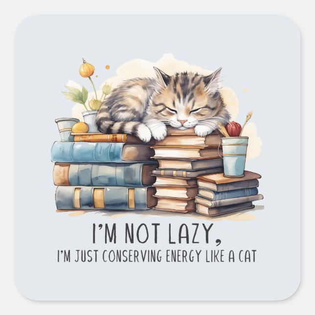 Adesivo Quadrado Não sou Gato Preguiçoso (Frente)