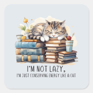 Adesivo Quadrado Não sou Gato Preguiçoso