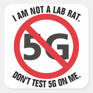 Adesivo Quadrado Não sou um rato de laboratório, não teste 5G em me