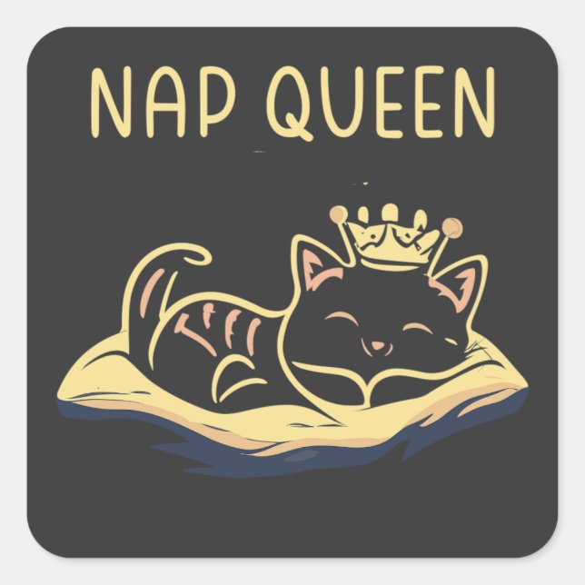 Adesivo Quadrado Nap Queen Cat - Embrace Feline Relaxatio (Frente)
