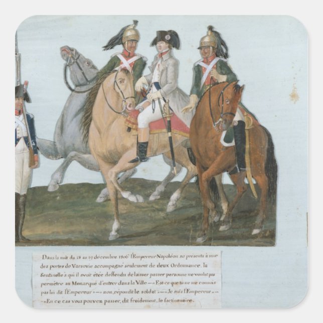 Adesivo Quadrado Napoleão Bonaparte e o Sentineiro Varsoviano (Frente)