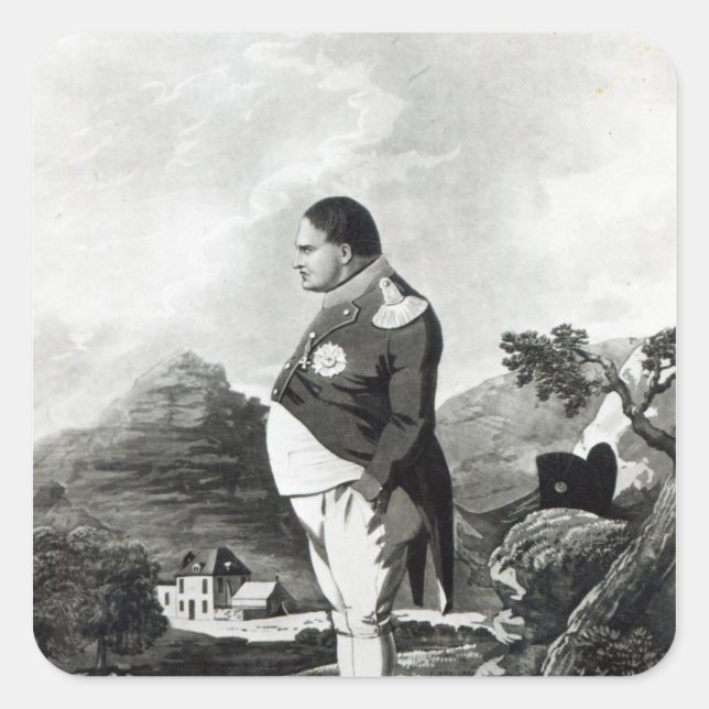 Adesivo Quadrado Napoleon na ilha de St Helena, 1820 (Frente)