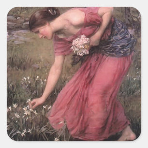 Adesivo Quadrado Narciso do waterhouse de John William