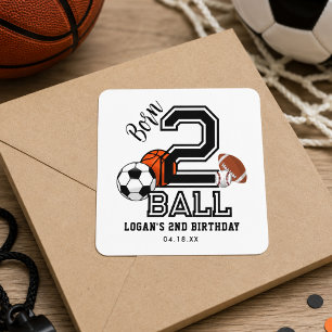 Adesivo Quadrado Nascer 2 Ball Sports Theme Boy Party