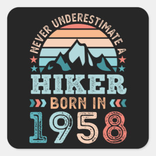 Adesivo Quadrado nascer de Hiker em 1958 70 Birthday - Presente