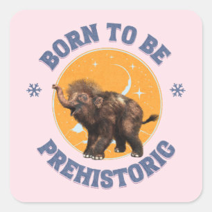 Adesivo Quadrado Nascer de ser pré-histórica Wooly Mammoth Baby