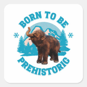 Adesivo Quadrado Nascer de ser pré-histórica Wooly Mammoth Baby