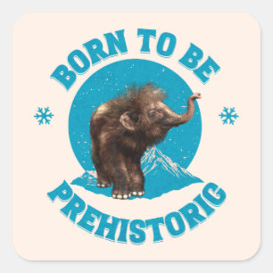 Adesivo Quadrado Nascer de ser pré-histórica Wooly Mammoth Baby