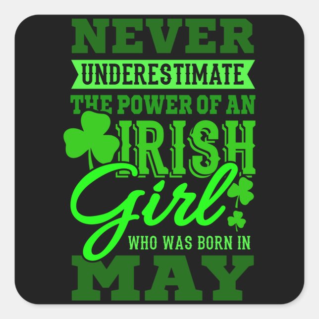 Adesivo Quadrado NASCER EM MAIO Aniversário Irlandesa Meninas Mãe (Frente)