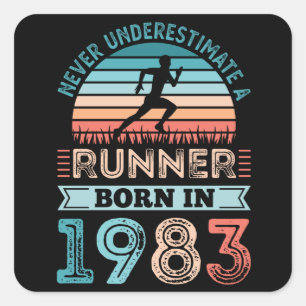 Adesivo Quadrado nascer Runner no Pai Gift Running de 1983