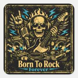 Adesivo Quadrado Nascido para Rock – Orgulho do DNA do Rock