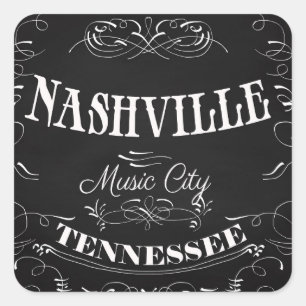 Adesivo Quadrado Nashville, Tennessee - Cidade da Música