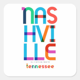 Adesivo Quadrado Nashville Tennessee meio do século, Arte Pop,