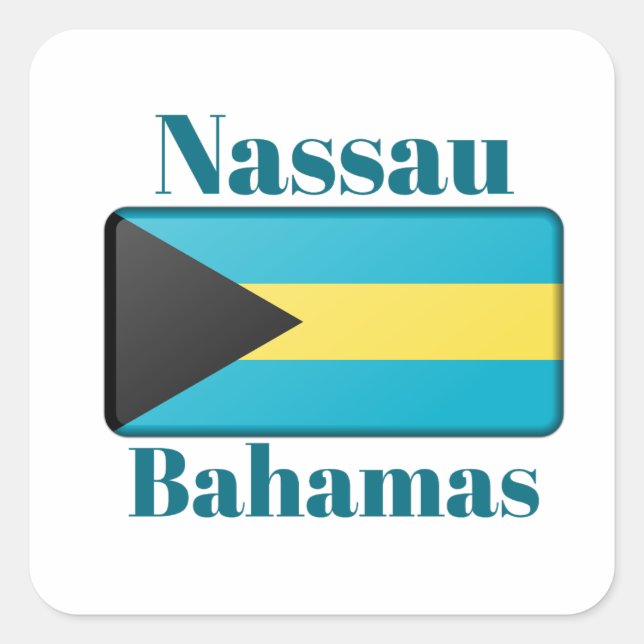 Adesivo Quadrado Nassau Bahamas Flag (Frente)