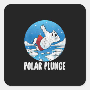 Adesivo Quadrado Natação de inverno do Urso Polar de Gelado Polar