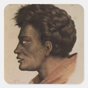 Adesivo Quadrado Natai, um chefe maori da baía da brema, Nova