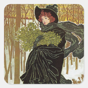 Adesivo Quadrado Natais vintages Art Nouveau Scribners Cobrir 1895