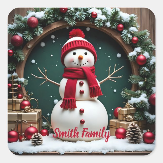 Adesivo Quadrado Natais vintages - Autocolantes (Frente)