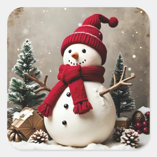 Adesivo Quadrado Natais vintages - Autocolantes (Frente)