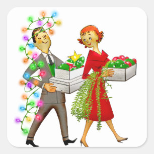 Adesivo Quadrado Natais vintages da década de 1950