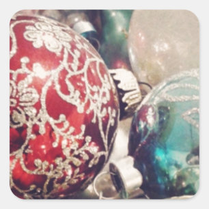 Adesivo Quadrado Natais vintages enfeites