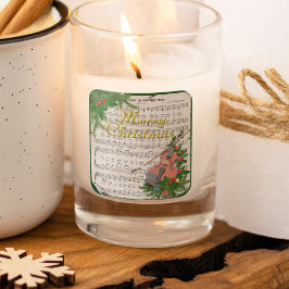 Adesivo Quadrado Natais vintages Folha de Música com Violino Festiv