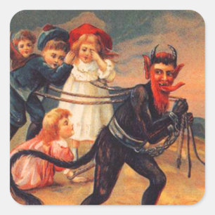 Adesivo Quadrado Natais vintages Krampus