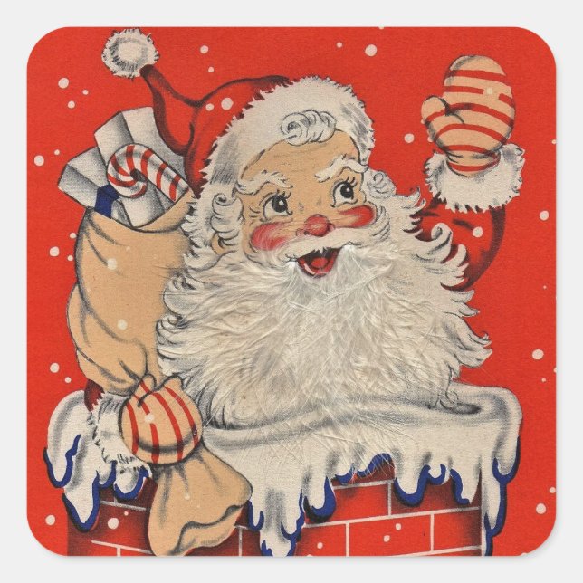 Adesivo Quadrado Natais vintages Noel Waving (Frente)