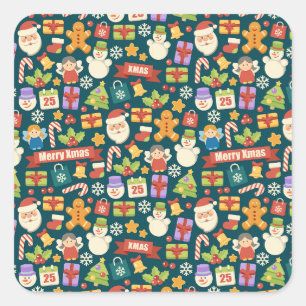 Adesivo Quadrado Natais vintages Nozes Feliz Natal