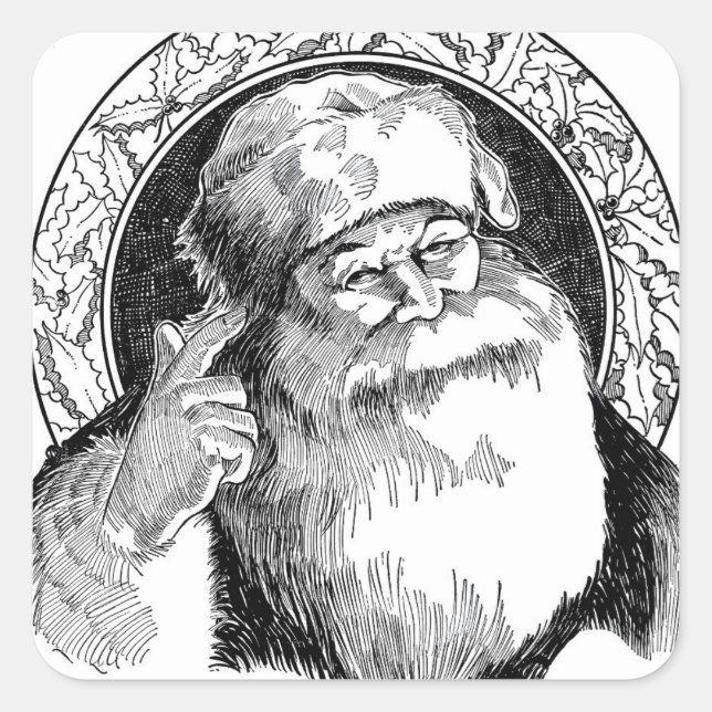 ADESIVO QUADRADO NATAIS VINTAGES PAPAIS NOEIS SQUARE STICKER (Frente)