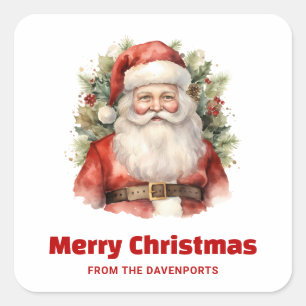 Adesivo Quadrado Natais vintages que Santa Claus sorri