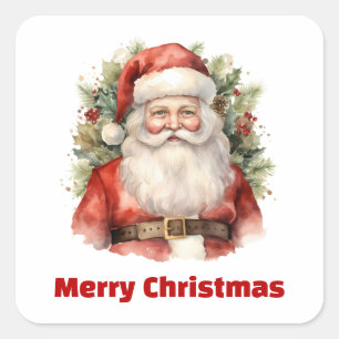 Adesivo Quadrado Natais vintages que Santa Claus sorri