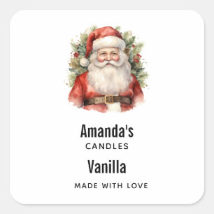 Adesivo Quadrado Natais vintages Santa Claus Candle Business