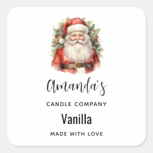 Adesivo Quadrado Natais vintages Santa Claus Candle Business